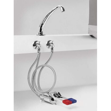 IDRAL RUBINETTERIA Kit de instalación completo con mezclador de dos pedales y caño Idral KFL66/25 Cromado - Latón