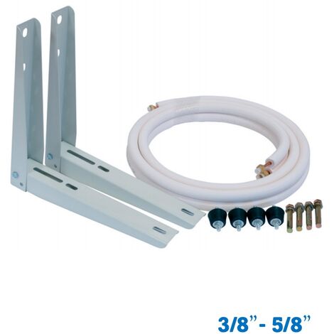 Kit de instalación: Soportes 400 mm+Tubo+Antivibradores+Tacos metálicos fijación a muro (3/8-5/8) - Blanco