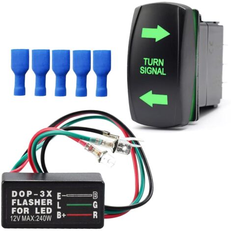 Kit de intermitentes con interruptores de palanca de 4 pines ON/OFF, LED verde grabada láser, cables de arranque SPDT 12V/24V para ATV, UTV, tractor, moto.