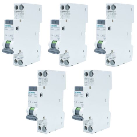 Kit de interruptor diferencial Siemens 6A 1P+N 30MA AC 4,5KA 5SV13131KK06