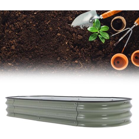 Kit de Jardin surélevé, Bacs de plantation, DIY, Feuille verte, Galvanisé sécurisé avec système anti-rouille et engrenages