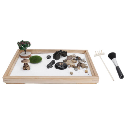 Kit de Jardin Zen Miniature pour Bureau - Décoration de Table Méditation Japonaise Sereine