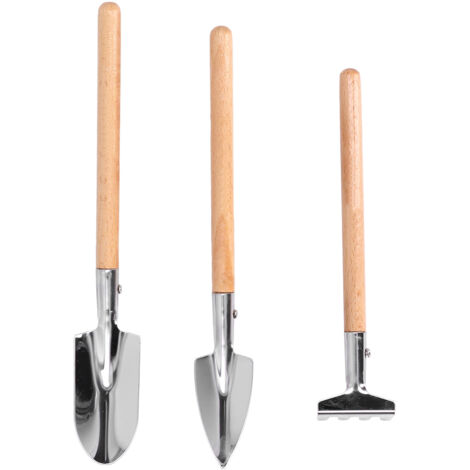 Kit de Jardinage en Acier Inoxydable avec Bêche, Transplantoir et Désherbeur