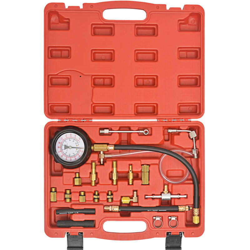 Helloshop26 - Kit de jauge de pression d'injection de carburant outils pour voitures véhicules camions garage atelier moteurs à essence rouge