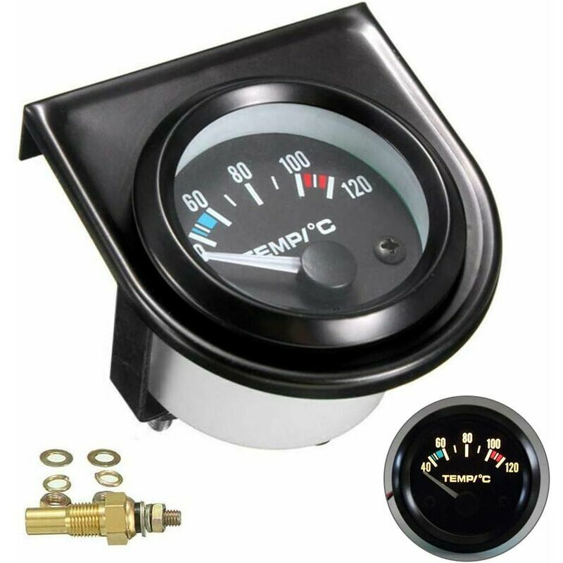 Kit de Jauge de Température d'Eau pour Voiture - led Noire - Universelle - Manomètre de Température d'Eau pour Voiture - Plage de 101,6 à 120°C