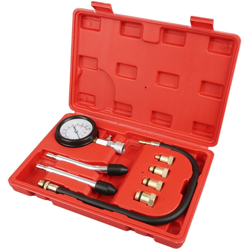 Kit de jauge de testeur de pression de cylindre de compression pour moteur diesel -300 psi / 0-21 bar - Rouge-noir