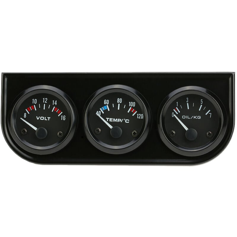 Lifcausal - Kit de jauge électronique triple 52 mm, jauge de température d'eau de pression d'huile, voltmètre 3 en 1 pour voiture et moto