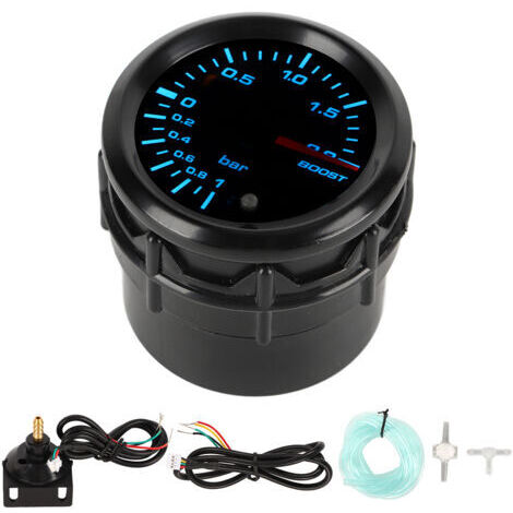 Kit de Jauge Turbo Boost, Jauge Turbo Boost 2 Pouces 52 Mm avec Capteur de Type Pointeur 7 Couleurs Rétroéclairage LED Universel pour Voitures Modifiées à Essence.