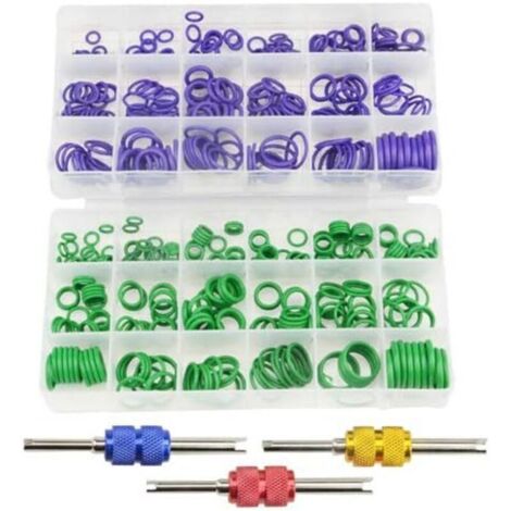 Kit de joints toriques en caoutchouc pour compresseur de climatisation de voiture 18 tailles avec outil de retrait de noyau de valve pour réparation automobile