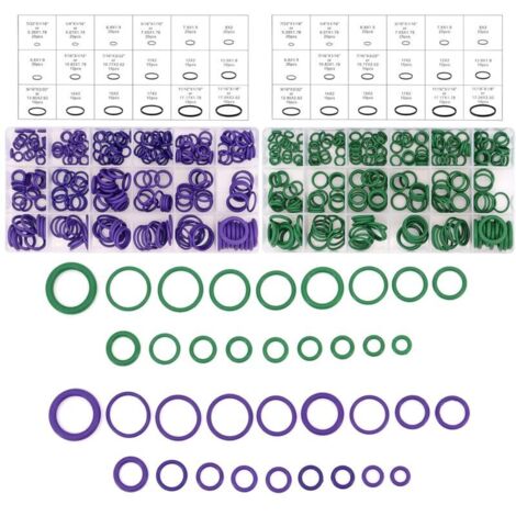Kit de juntas tóricas, 540 piezas, 18 tamaños, arandelas de goma, surtido de juntas, verde/morado, surtido de juntas