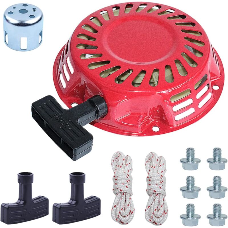 Kit de Lanceur pour Honda GX120 GX160 GX140 GX200 5.5HP 6.5HP, Démarrage à Rappel + Tasse de Démarrage + Poignées + Cordon + des Vis Accessoire