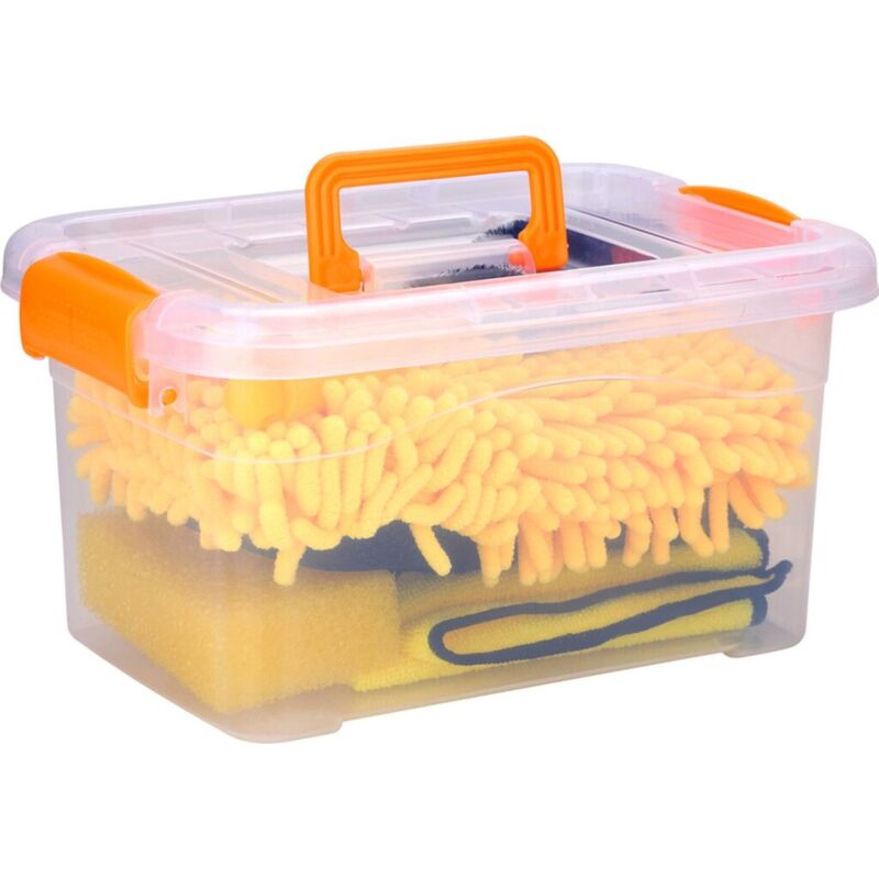 Kit de lavage de voiture Dunlop Brosse pour jantes Brosse de lavage de voiture Éponge pour voiture dans une boîte de rangement