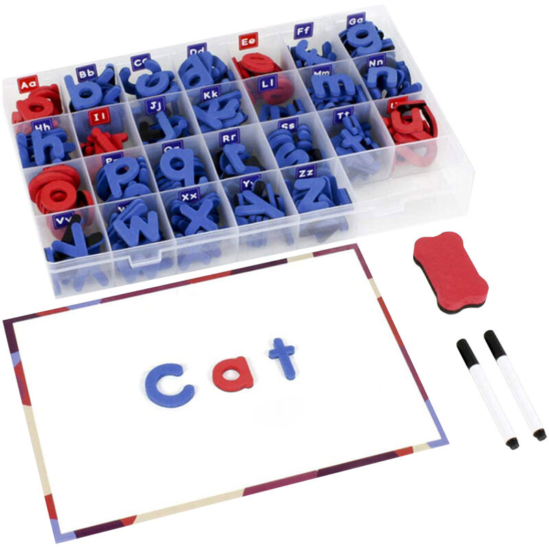 

Kit de letras magneticas con imanes de alfabeto de juguete, 238 piezas de espuma ABC, gran tablero magnetico de doble cara, boligrafo, borrador y