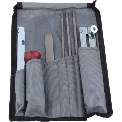 Kit de lime tronçonneuse , 8 pièces jauge profondeur scie à chaîne Trousse d'outils d'affûtage en acier et bois 19 cm / 7,48 pouces longueur -