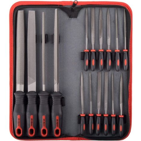 Kit de limes haute spécification, 16 limes en acier au carbone, lime 200 mm, demi-ronde, ronde, lime triangulaire, 8 limes aiguilles pour bois, métal, écaillage et fixation en céramique