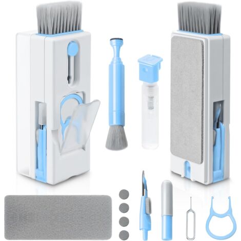 Kit de limpieza 11 en 1 para portátiles, limpiador de teclado con cepillo, para teléfonos, portátiles y auriculares, color azul