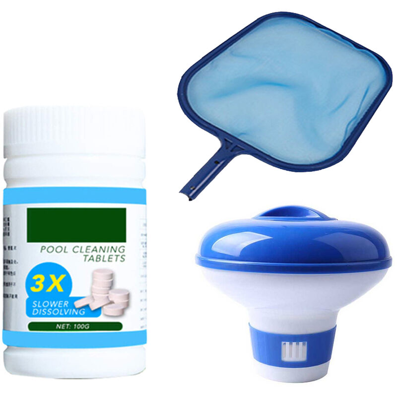 

Asupermall - Kit de Limpieza Accesorios Piscina estanque de jardin tiras reactivas Spa Inicio Floating Dispenser tabletas hojas Skimmer neto al aire