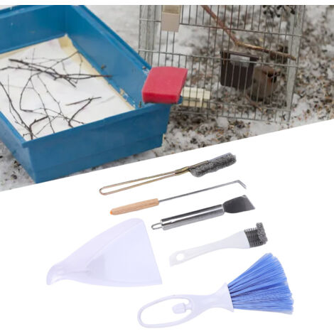 Kit de limpieza para jaulas de pájaros, 6 piezas [Juego de accesorios para jaulas] [Sin marca] [Juego de 6 piezas] [Acero inoxidable, madera, plástico] [Juego de herramientas de limpieza]