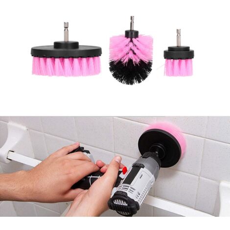 Kit de limpieza para taladro – 3 cepillos de limpieza – plástico, rosa
