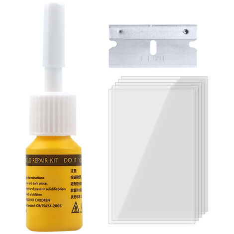 Kit de liquide de réparation nano pour vitres de voiture, kit de réparation de pare-brise de voiture fissuré en résine (trois pièces dans un ensemble)
