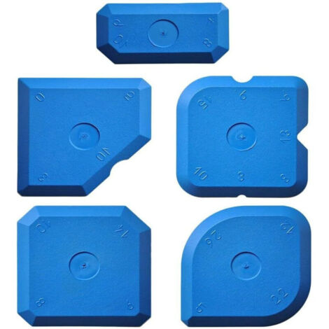 Kit de Lissage à Joints, Set de 5 Spatules à Jjoints, Kit Complet de Décapage de Silicone & Rénovation, Ensemble d'outils de Calfeutrage Bleu