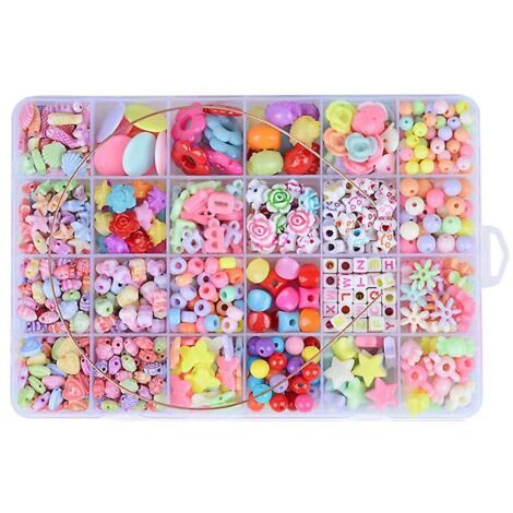 Kit de loisirs créatifs printanier avec perles à faire soi-même - Kit de création de bijoux pour enfants - Atelier bracelets et colliers avec 24 modèles