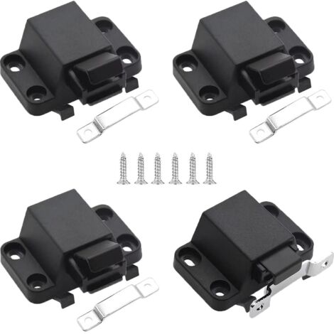 Kit de loquets de porte « Push-to-Open » / à éjection automatique (4 pièces) — Modèle robuste à poussoir, ouverture par simple contact : appuyez pour déverrouiller, éjection par ressort puissant.