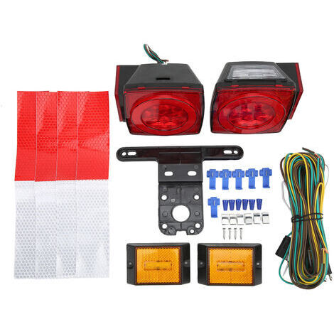 Kit de luces LED de 12 V para remolque, luz trasera cuadrada roja sellada de alto brillo, adecuada para camiones y barcos de 80 pulgadas de ancho.