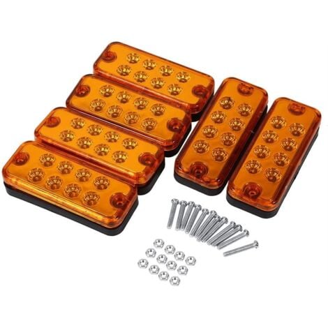 ZOTERNEN Kit de lumière de feu de gabarit latéral à LED, 6 pièces 8 LED de dégagement de feu de gabarit latéral lampe indicateur de camion remorque camion(Jaune)