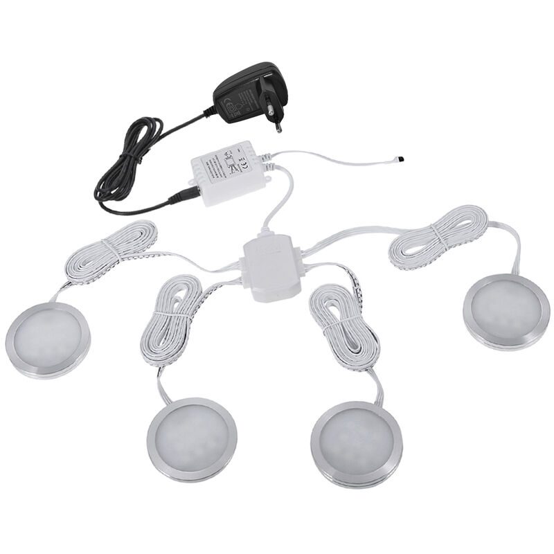 

Kit de luz LED RGB delgada de forma redonda para debajo del gabinete de 4 piezas