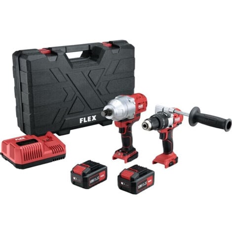 Kit de machines Flex : PD 2G 18.0-EC FS55 + IW 3/4" 18.0-EC, 2x 5,0 Ah et chargeur