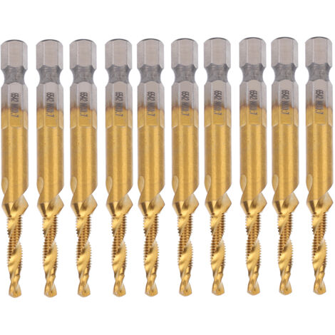 Kit de machos de roscar HSS M4, broca HSS de 3,3 mm, herramienta de roscado con vástago hexagonal, paquete de 10