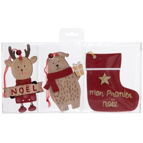 Kit de madera para temas navideños 3 piezas Primera Navidad - Feeric lights & christmas