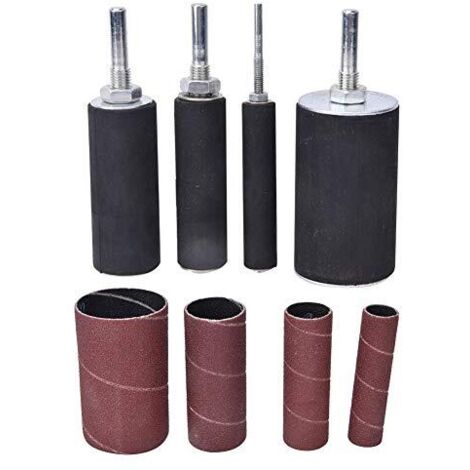 Kit de Manchons Tambour Ponçage en Papier Abrasif, 4 Tailles Différentes pour le Travail du Bois, Polissage des Métaux et Bricolage -