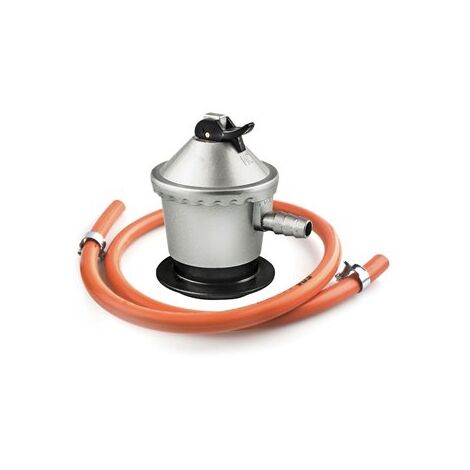 Kit de manguera bicapa para butano YREGAS de 1 metro de largo con regulador y abrazaderas metálicas de fijación