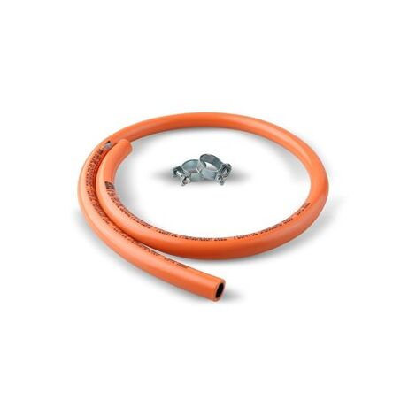 Kit de manguera bicapa para butano YREGAS de 80cm de largo con 2 abrazaderas metálicas de fijación