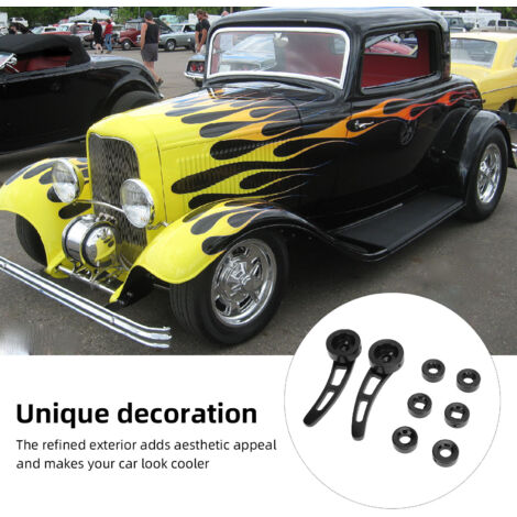Kit de manijas exteriores para puertas de autos clásicos de aluminio billet negro de 4 1/4 pulgadas - Juego de 2