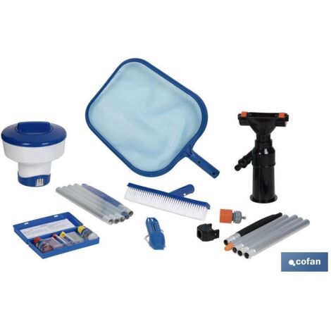Kit de mantenimiento de piscinas con 6 herramientas esenciales y pértiga de 122 cm