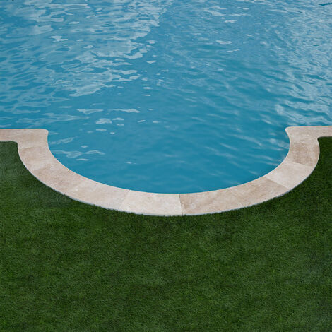 Kit de margelles pour escalier roman Travertin 1er choix - R150x33x3 cm - Bord rond - Beige Mix