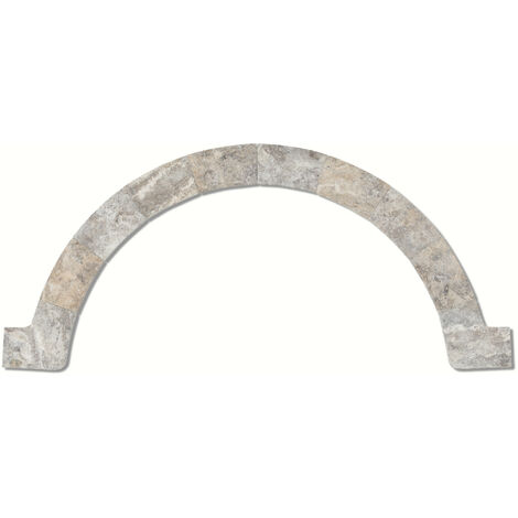 Kit de margelles pour escalier roman Travertin 1er choix - R150x33x3 cm - Bord rond - Gris Silver