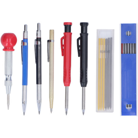 Kit de Marquage Menuisier avec Crayon Mécanique Solide et Pointeau Carbide Rechargeable