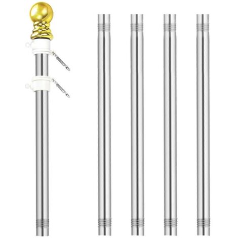 Kit de mât de drapeau rotatif en acier inoxydable de 1,8 m avec fixation murale.