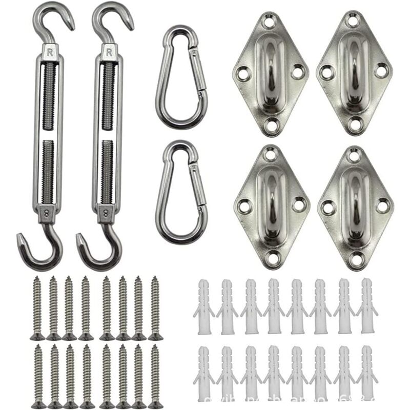 Kit de montage de voile d'ombrage inox 304 pour toit ou terrasse, anti-corrosion, 40 pièces, triangulaire et rectangulaire, Matériel de montage,