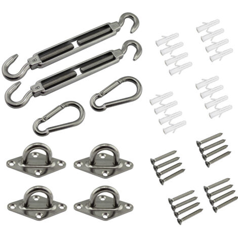Kit de matériel pour voiles d'ombrage - Kit d'installation de Pare-Soleil en Acier Inoxydable 304-15,2 cm - pour Installer des voiles d'ombrage rectangulaires et triangulaires pour terrasse, Jardin