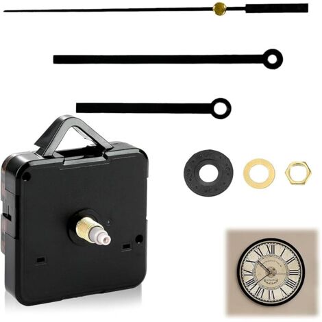 Kit de Mécanisme d’horloge à quartz Complet avec axes longs et courts, Mecanisme Horloge Murale, pour la réparation à la maison, dans les bureaux, hôtels et salles de classe(Sans batterie) ﻿