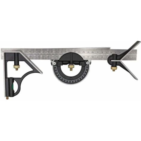 Kit de medición de ángulos de alta resistencia, herramienta de medición de ángulos, transportador de precisión, regla, escuadra ajustable multifunción combinada de 300 mm, escuadra de carpintería