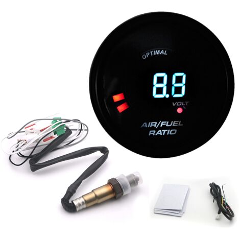 Kit de medidor digital de relación aire-combustible de banda estrecha 2 en 1 de 52 mm, voltímetro para automóvil de 12 V con sensor de oxígeno O2, accesorios para modificación de automóviles