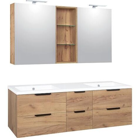 Kit de meubles de salle de bain LOSSA avec Armoire à glace et Meuble sous-vasque