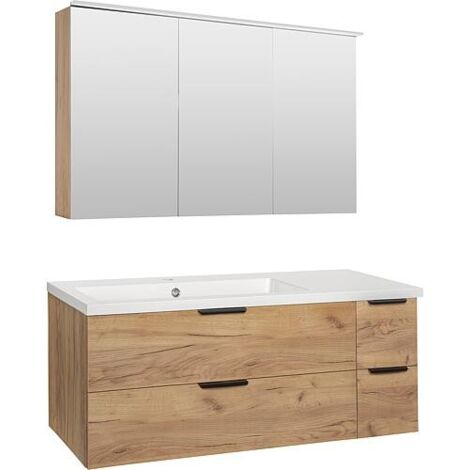 Kit de meubles de salle de bain LOSSA avec Armoire à glace LED et meuble sous-vasque Cortina, largeur 1210 mm