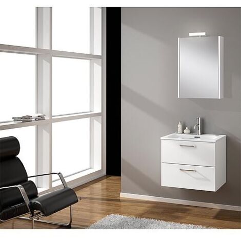 Kit de meubles de salle de bain NOA ciment 2 tiroirs largeur 615x515x470 mm